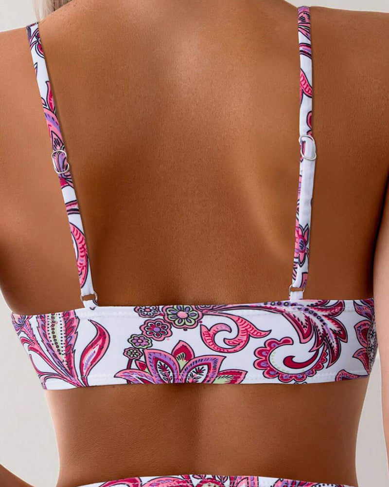 Bikini Bloemenprint Sexy Vetersluiting