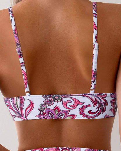 Bikini Bloemenprint Sexy Vetersluiting