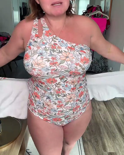 Badpak Eén-schouder Bloemenprint