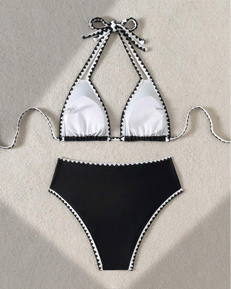 Bikini Sexy Contrastkleur Gesplitst Driehoek