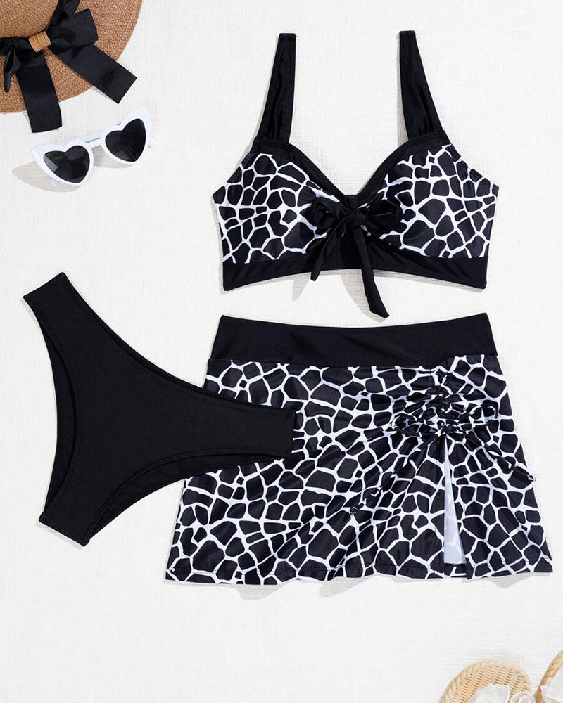 Strandtrekriem Drie-delig Bikiniset Met Leopardprint