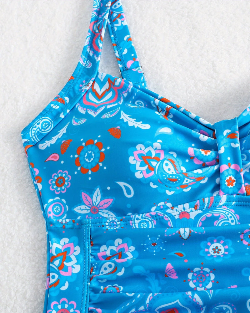 Zwempak Vest Geplooid Bloemen Eendelig