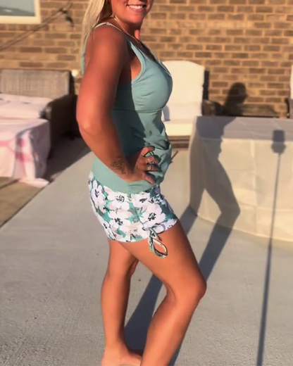 Badpak casual bedrukt tweedelig