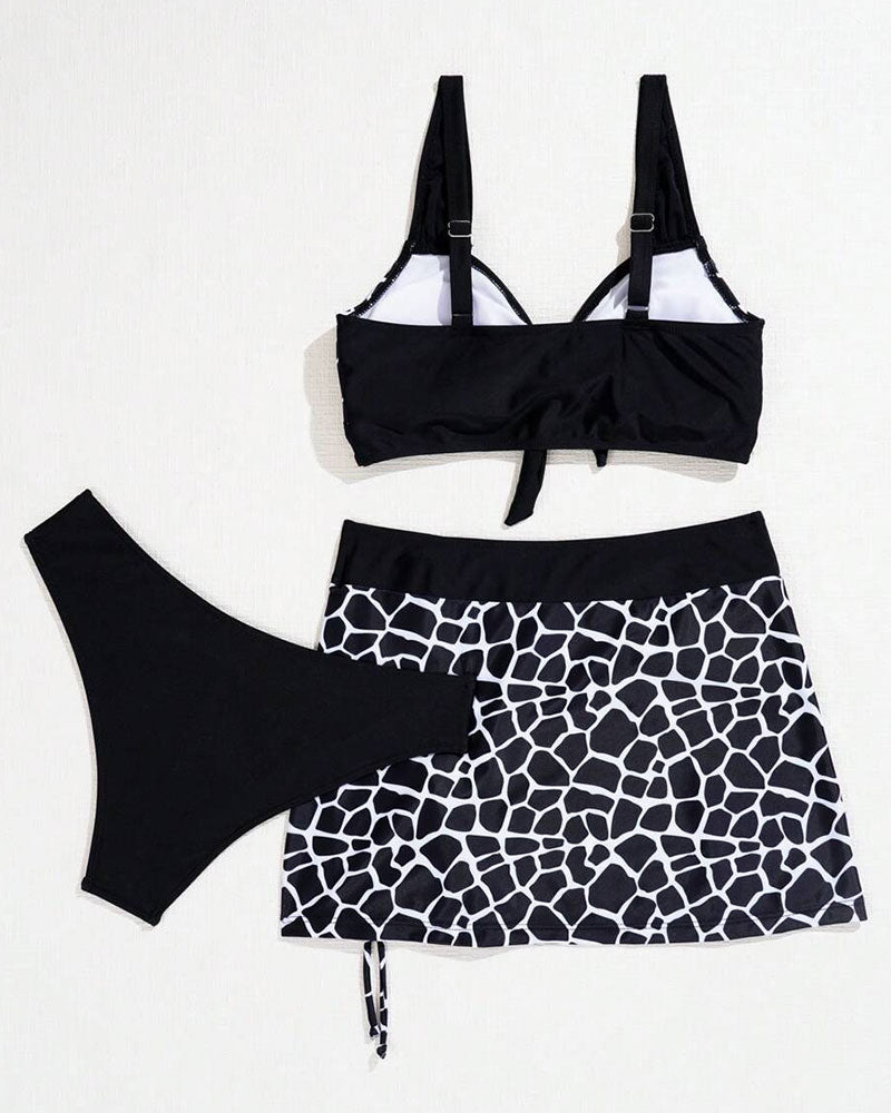 Strandtrekriem Drie-delig Bikiniset Met Leopardprint