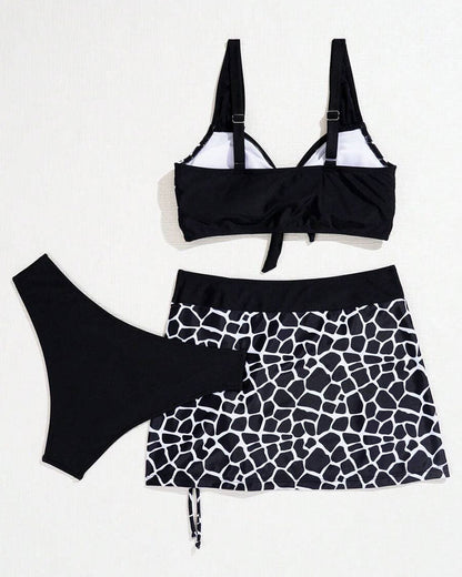 Strandtrekriem Drie-delig Bikiniset Met Leopardprint