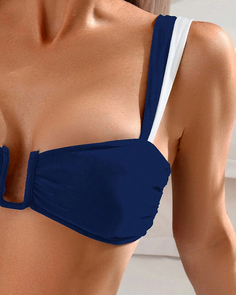 Bikini Sexy Hoge Taille Contrastkleur Split Driehoek