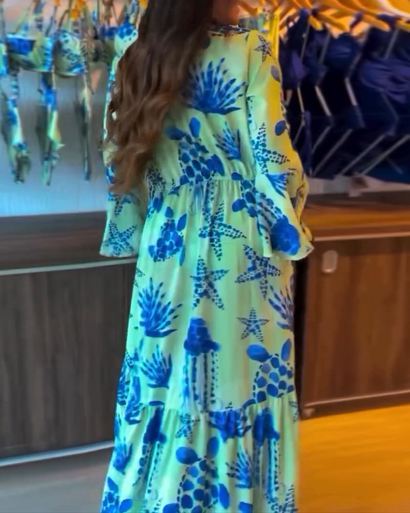 Vakantie - geprint Zwembroek met Flaresleeves