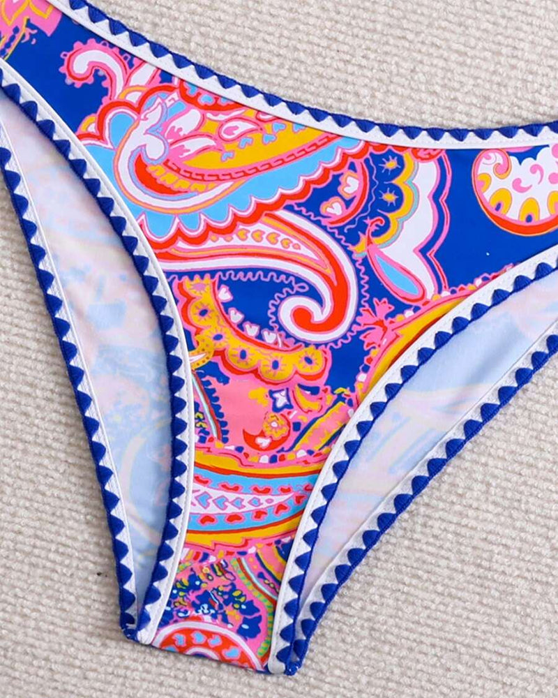 Bikini Bandeau Print Twee Delig Driehoek