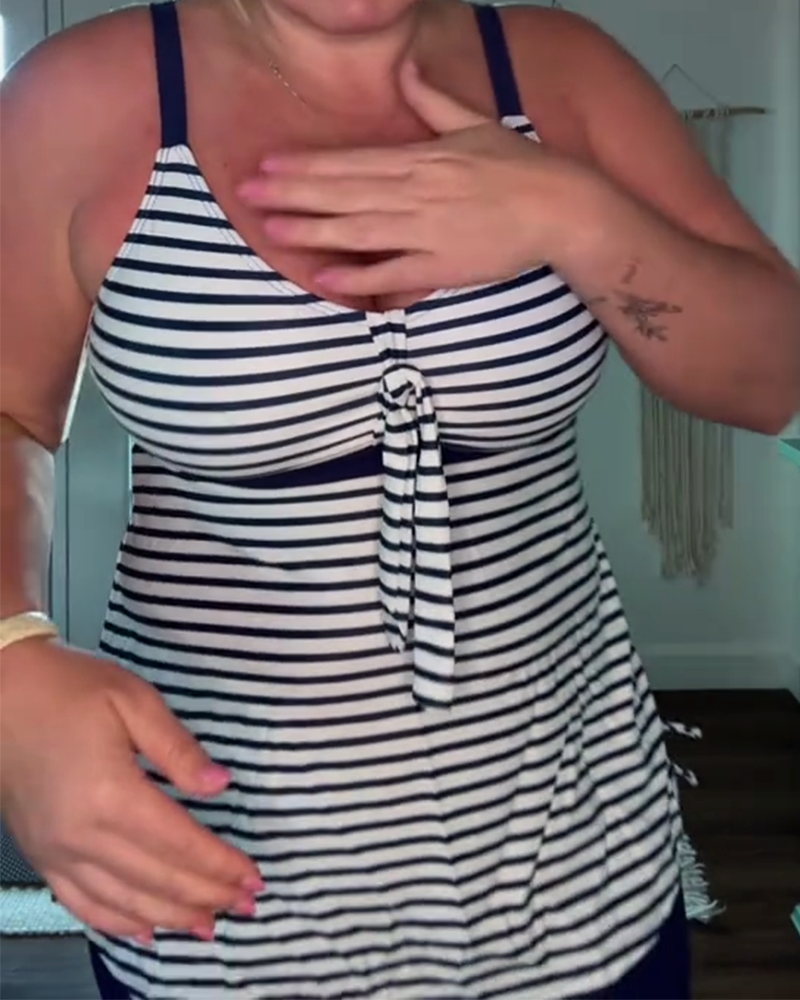 Badpak casual gestreept tweedelig