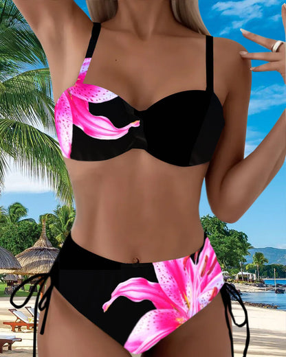 Bikini Driehoek Strik Bloemenprint