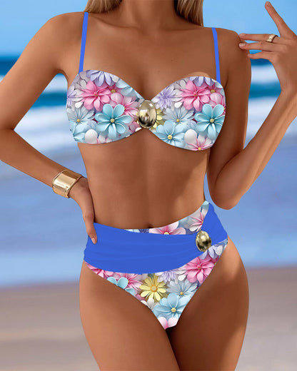 Zwempak Sexy Gedrukte BH Contrast