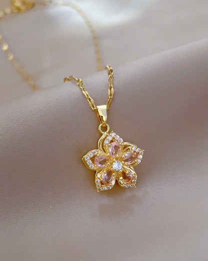 Halsketting met vijf bloemblaadjes, 360° draaibaar