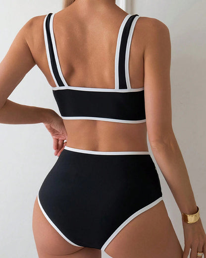 Badpak Tweedelig Gestreept Kleurblok Bikini