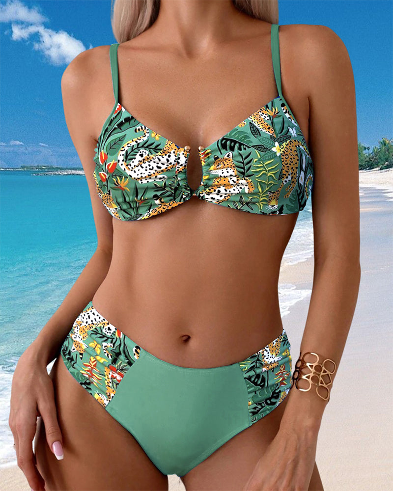 Bikini Sexy Bh Tweedelig Bedrukt