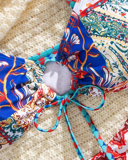 Bikini Bedrukt Vetersluiting Sexy Driehoek