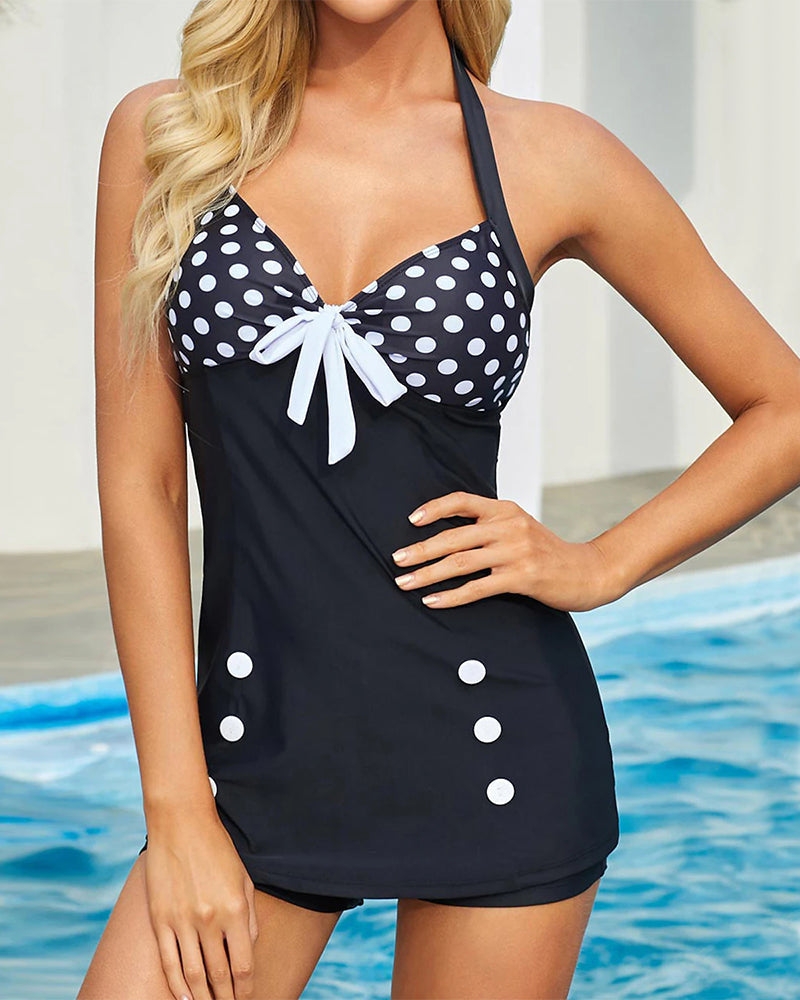 Zwempak Halterneck Stippen Slank