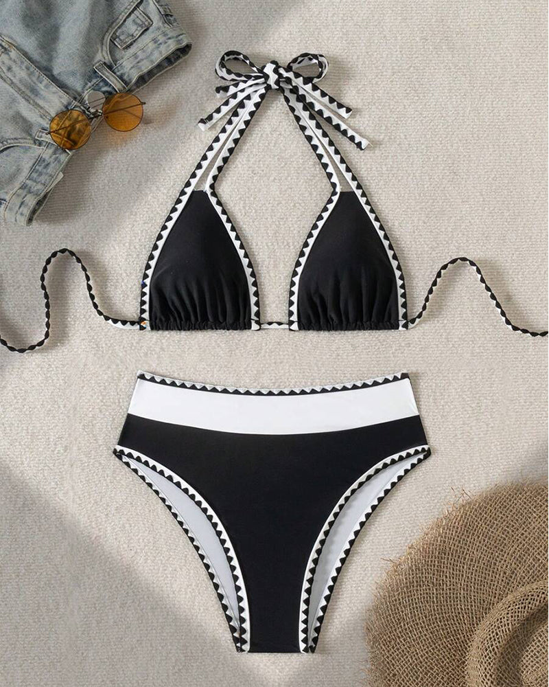 Bikini Sexy Contrastkleur Gesplitst Driehoek