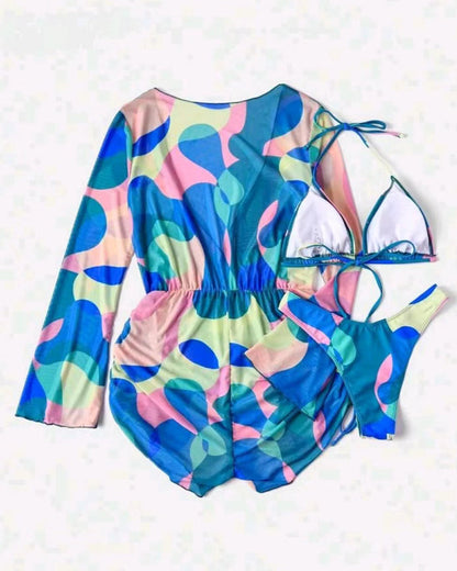 Badpak Omslag Gedrukt Bikini Driedelig