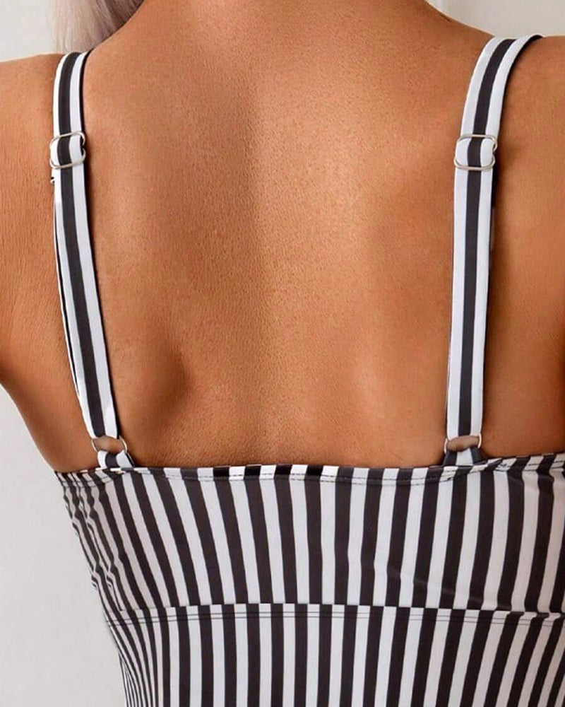 Tankini Verticaal Gestreept Tweedelig Driehoek