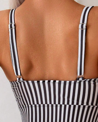 Tankini Verticaal Gestreept Tweedelig Driehoek