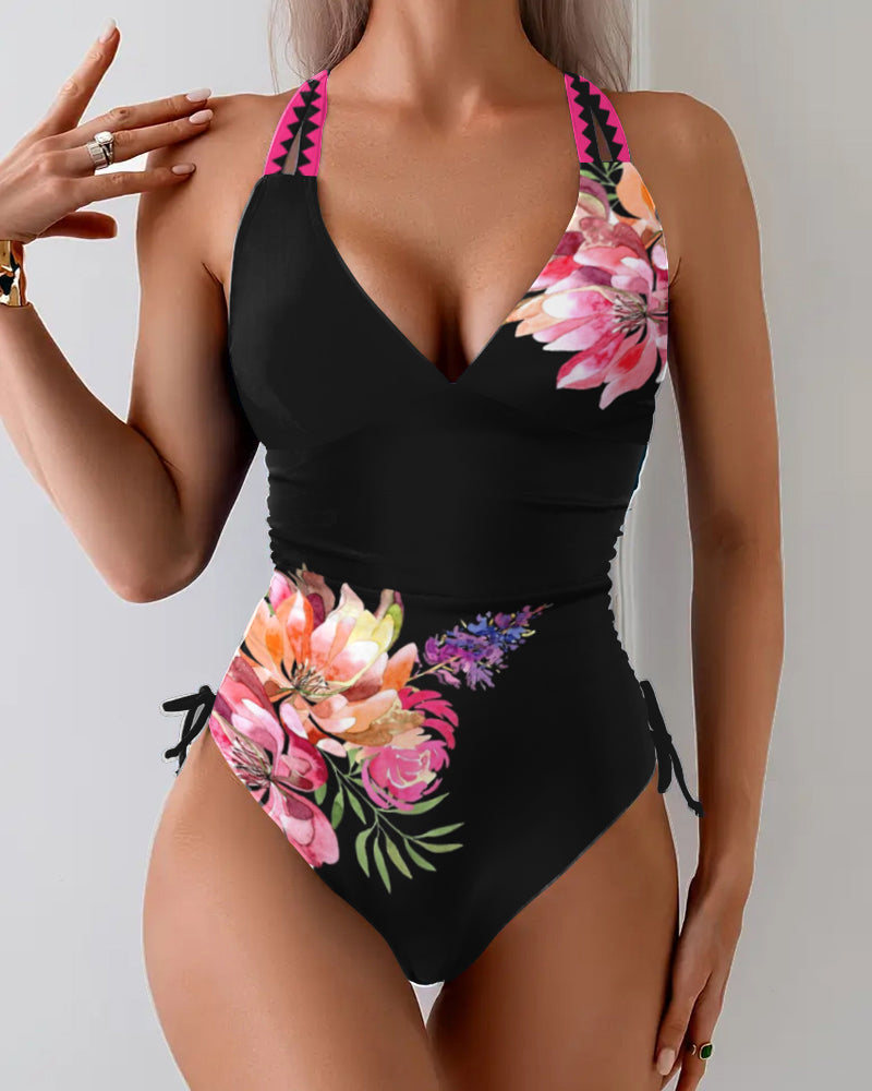 Badpak Één-delig Groot Bloemenprint