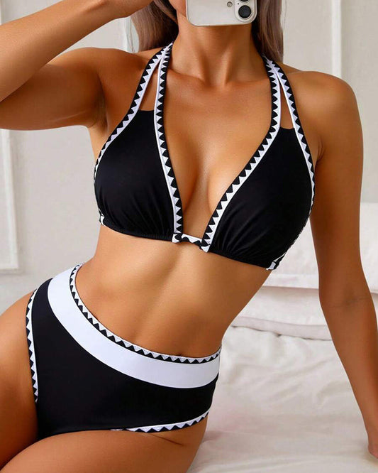 Bikini Sexy Contrastkleur Gesplitst Driehoek
