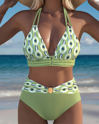 Bikini Sexy Diepe V Split Print