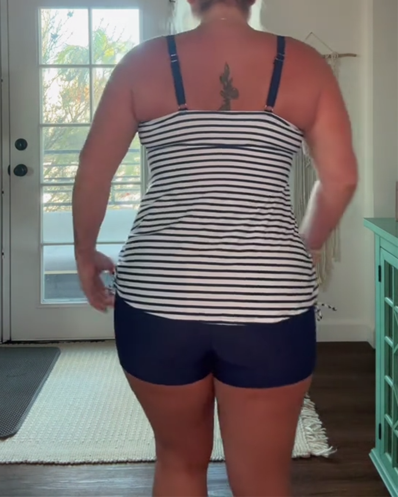 Badpak casual gestreept tweedelig